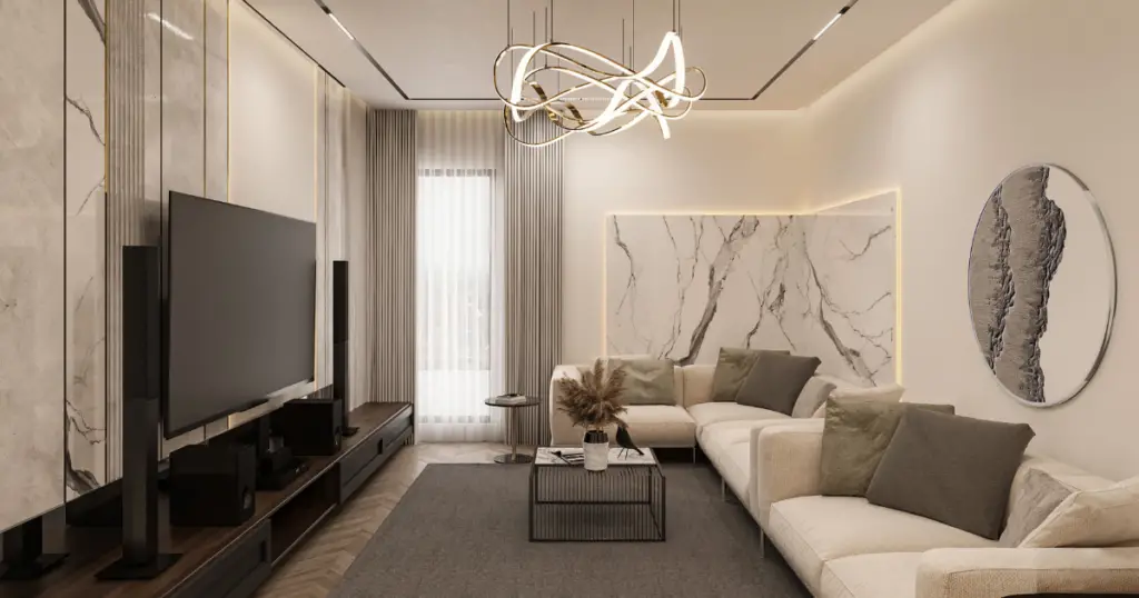 Impressive residential lighting design in this modern living space